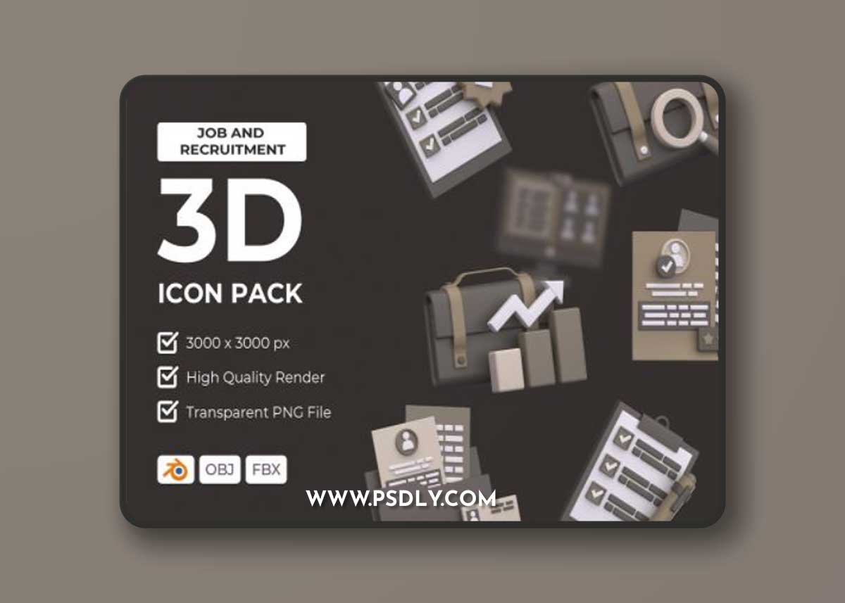 Job and Recruitment 3D Icon Pack
