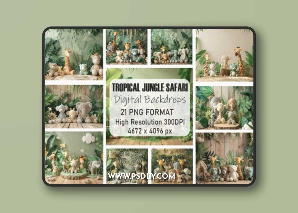Tropical Jungle Safari Digital Backdrops