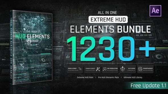 Videohive Extreme HUD Elements Bundle 1200 4427374