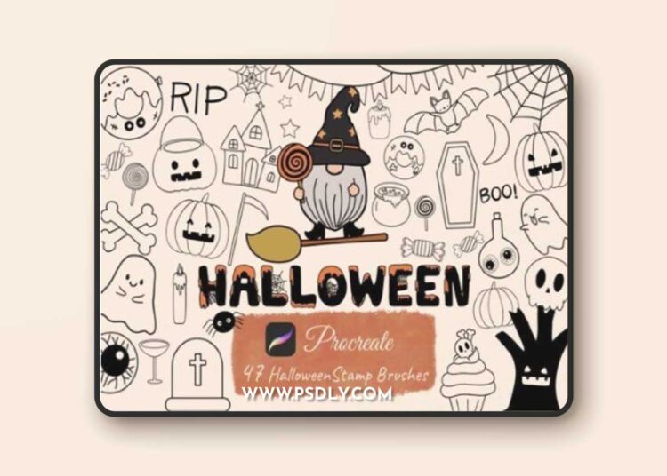 47Cute Halloween Procreate Stamp Brushes 1 47Cute Halloween Procreate Stamp Brushes