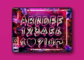 Alphabet Clipart Photoshop Overlays Neon
