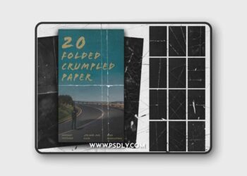 20 Folded Crumpled Paper Overlay Torn Texture