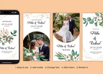 Videohive Watercolor Floral Wedding Instagram Stories 54513352