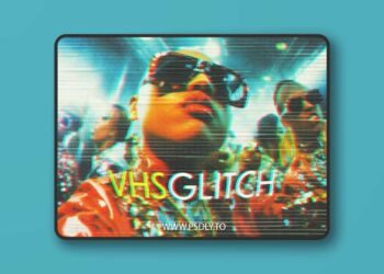 Retro VHS Glitch Monitor Effect for Photoshop