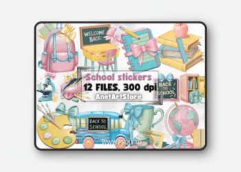 School Stickers - 12 Clipart