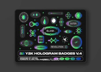 Y2K Hologram Badge Stickers V.4 GDA2FJN
