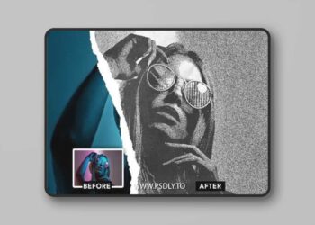 Halftone Torned Photo Effect