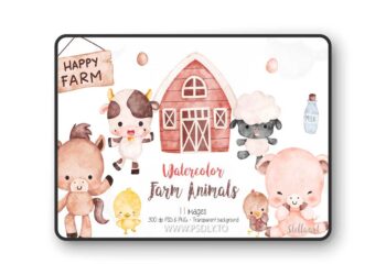 Watercolor Baby Farm Animals MNSEL8Y