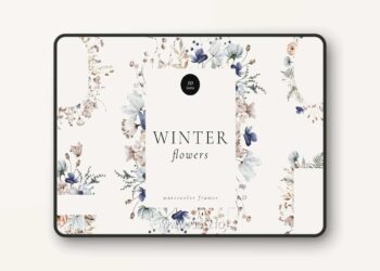 Winter Flowers Watercolor Frames 2L8E3ET