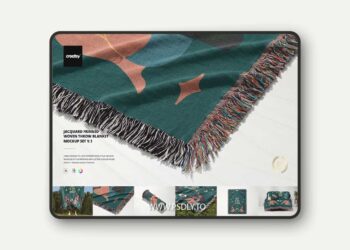CreativeMarket - Fringed Woven Throw Blanket Mockup 1 - 7400622