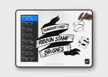 Handsketched Ribbon Procreate Stamp Brushes U6KWDXC