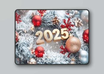 Happy New Year 2025 - Wreath Golden Backgrounds