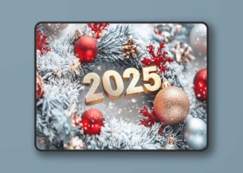 Happy New Year 2025 - Wreath Golden Backgrounds