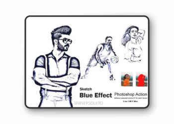 Sketch Blue Effect Photoshop Action