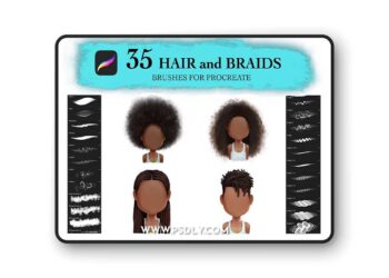35 Curly Hair & Braids - Brushes for Procreate