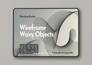 Wireframe Wavy Objects Photoshop Brushes