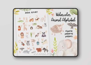 Watercolor Animal Alphabet. Cliparts 4107552