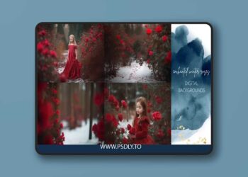 Finding North Education - Enchanted Winter Roses Digital Backgrounds