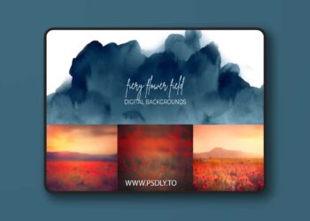 Finding North Education - Fiery Flower Field Digital Backgrounds