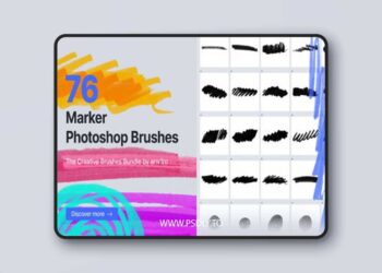 76 Hand-crafted Marker Brushes Pack for Photoshop