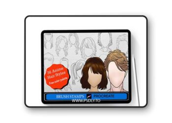 Brushgalaxy - 36 Anime Hair Stamps