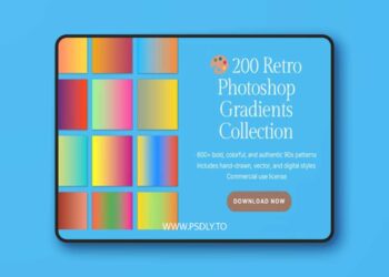 200+ Handcrafted Retro Gradients Pack for Photoshop