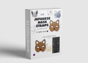 Brushgalaxy - Japanese Mask Stamp Set for Procreate