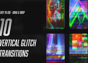 Videohive - Vertical Glitch Transitions - 59359626