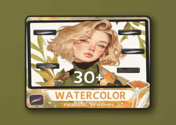 30 Realistic Watercolor Brushes for Procreate
