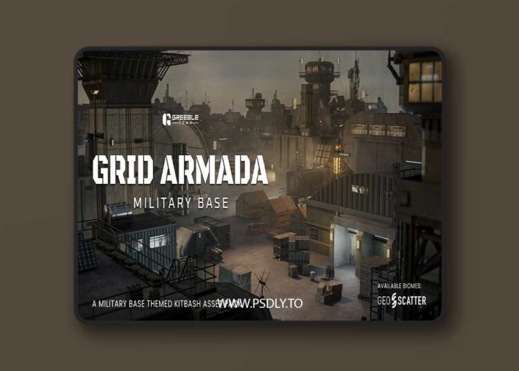 Grid Armada Military Base - Military Structures Kitbash Greeble Assets 1 Grid Armada Military Base - Military Structures Kitbash Greeble Assets