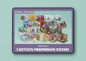 Low Poly Cartoon Profession Rooms v1.0