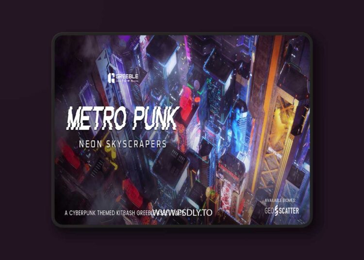 Metropunk Neon Skyscrapers - Cyberpunk Kitbash Greeble Assets 1 Metropunk Neon Skyscrapers - Cyberpunk Kitbash Greeble Assets