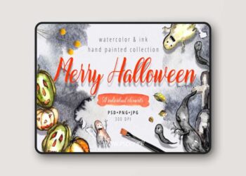 Merry Halloween - Watercolor PNG 1884217