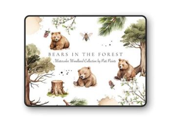 Bears in the Forest Watercolor Woodland Collection