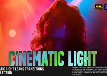 Videohive Cinematic Light Leaks Transitions – Warm Film Glow Lens FX MOGRT 60957857