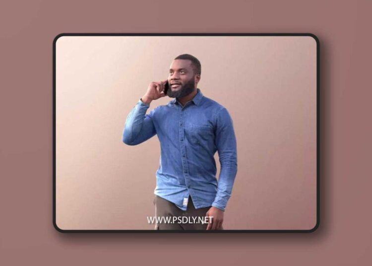 Casual Black Man Walking Talking On Phone low-poly 3d Model 1 Casual Black Man Walking Talking On Phone low poly 3d Model