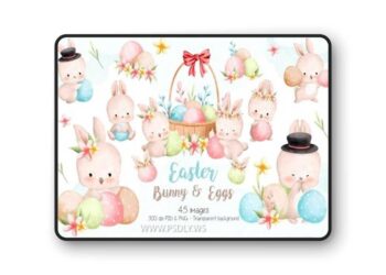Easter Bunny and Eggs Clipart