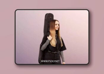 Girl Walking With Guitar Bag low poly 3d Model