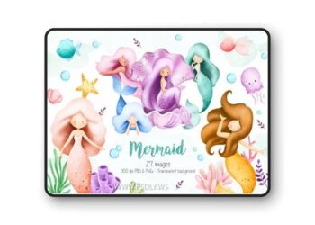 Mermaid and Sea Creature Clipart