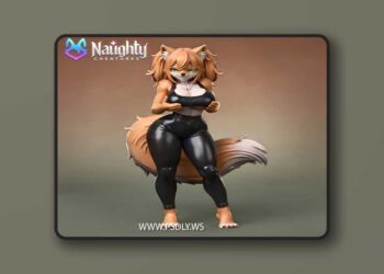 Naughty Creatures – Furry Fox – Heavy Tits Straining Black Sports Bra NSFW – 3D Print Model