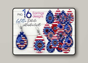 Patriotic USA Sunflower teardrop earring bundle