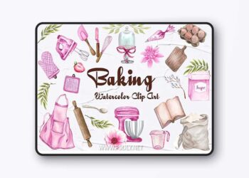 Watercolor Baking Clipart PNG