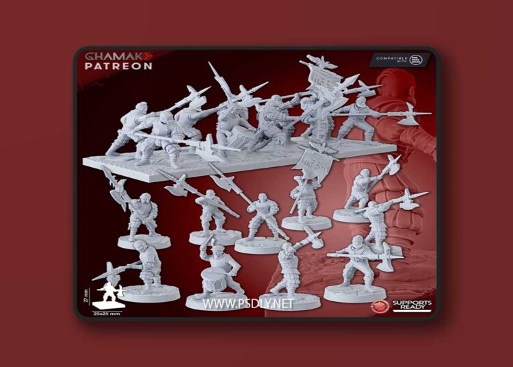 Ghamak Fantasy – Empire Infantrymen Halberdiers – 3D Print Model 1 Ghamak Fantasy – Empire Infantrymen Halberdiers – 3D Print Model